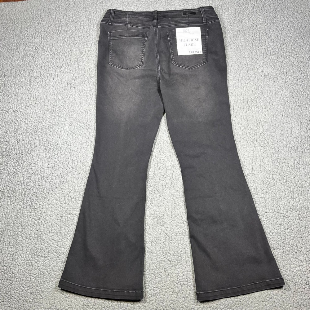 1822 Denim Better Butter High Rise Flare Jeans Black Button Fly 14P/32P NEW - Picture 3 of 12